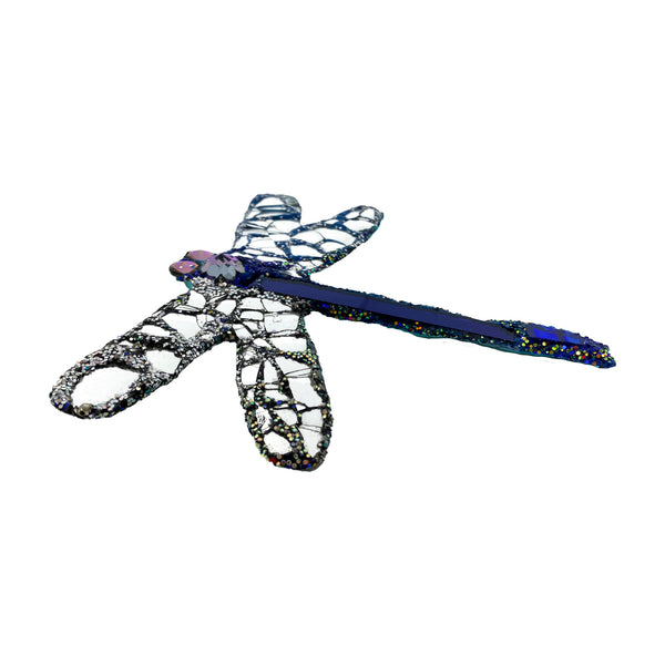 LARGE BLUE & SILVER DRAGONFLY BROOCH - MESSENGER, 2023