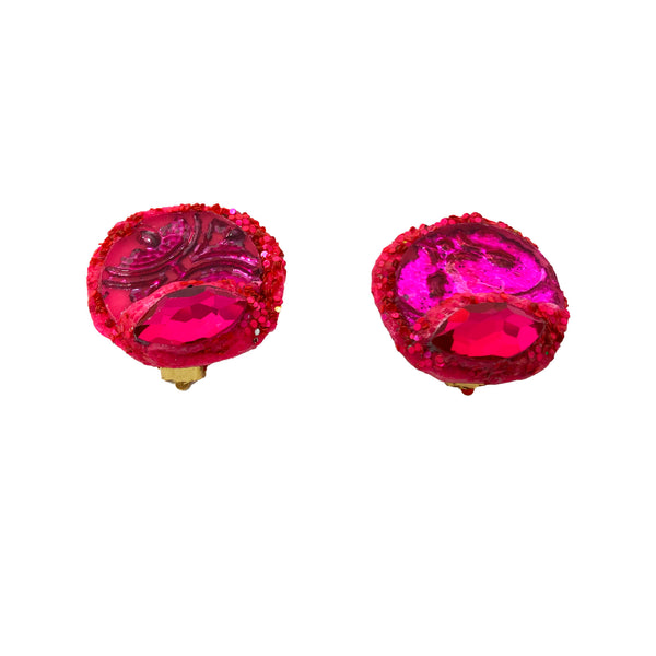 MAGENTA PINK CLIP ON EARRINGS, 2023