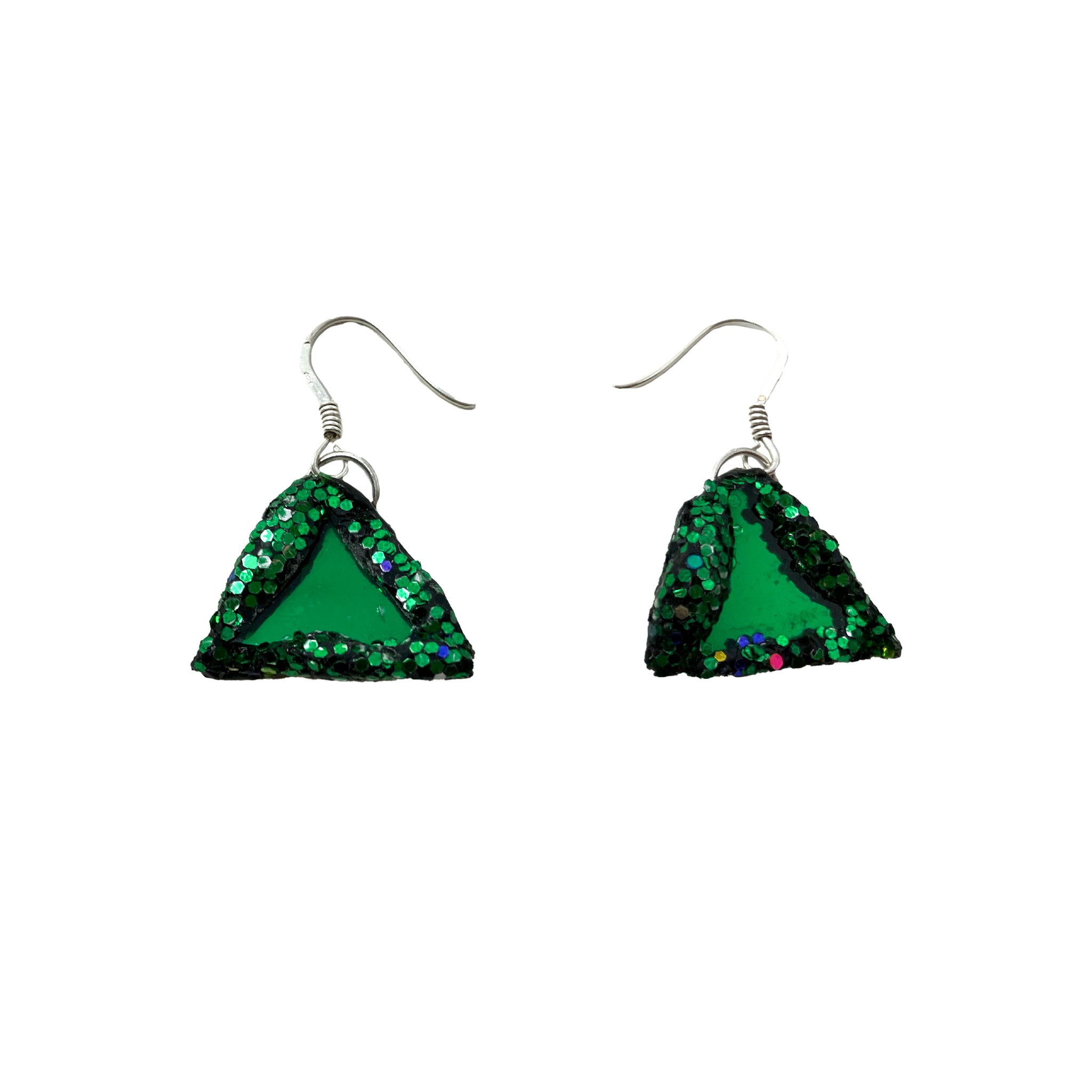 FOREST GREEN TRIANGLE PENDANT EARRINGS, 2023