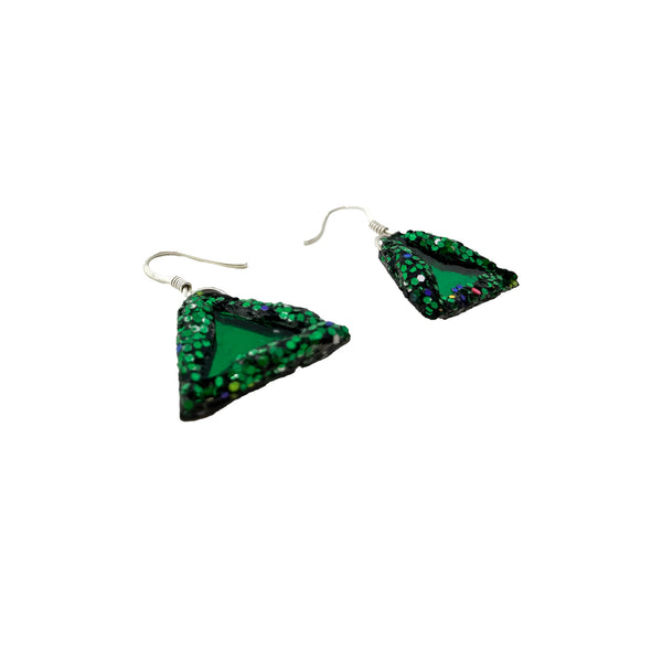 FOREST GREEN TRIANGLE PENDANT EARRINGS, 2023