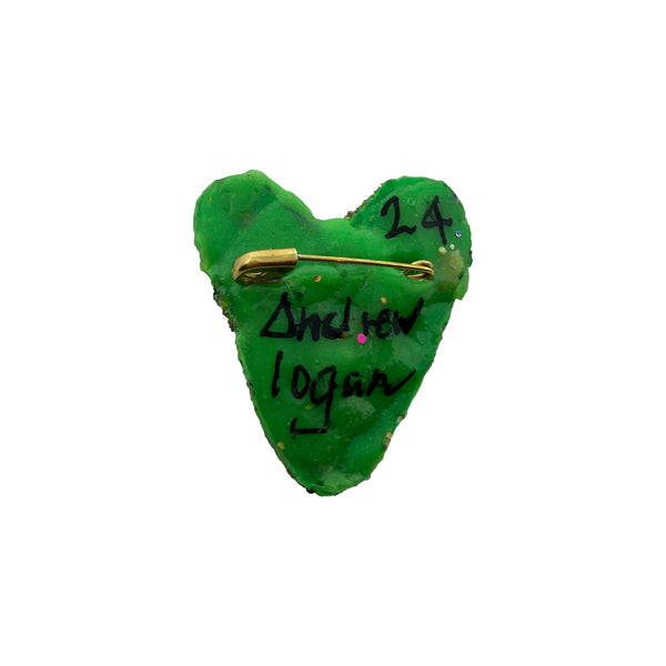 NEON GREEN MINI HEART BROOCH, 2024