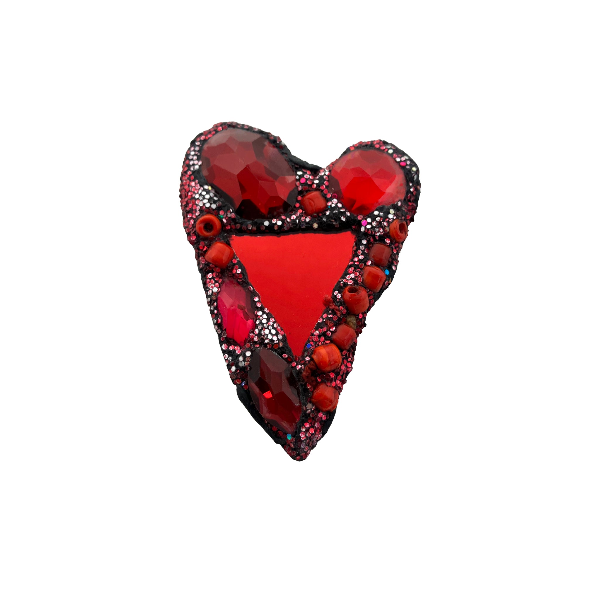 RED HEART WITH BEADS & CRYSTALS, 2024