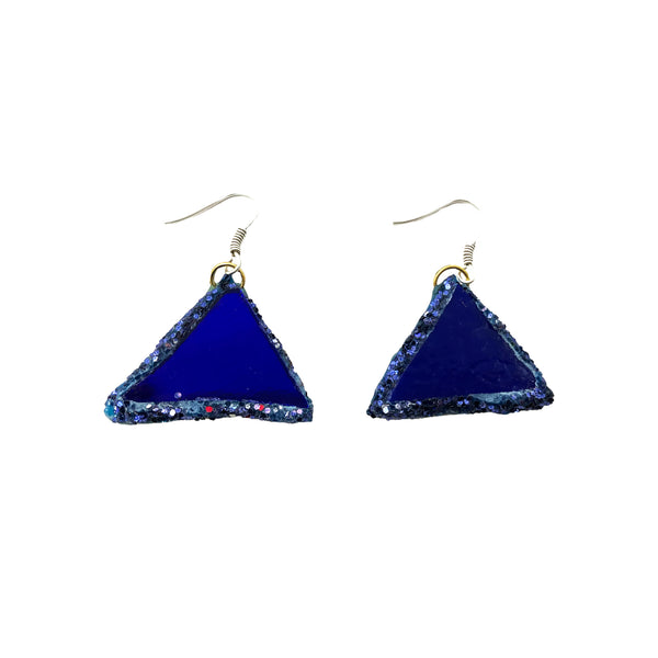 BLUE TRIANGLE PENDANT EARRINGS, 2024