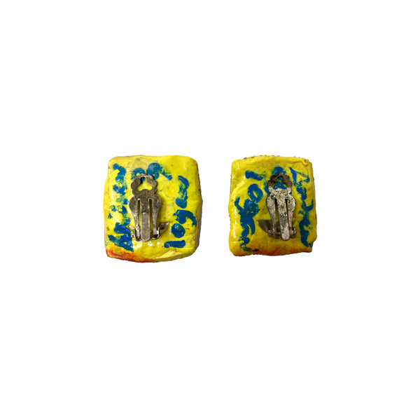NEON YELLOW CLIP ON EARRINGS, 2009