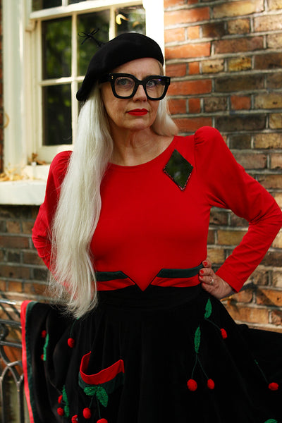 BLACK & RED DIAMOND BROOCH, 2024