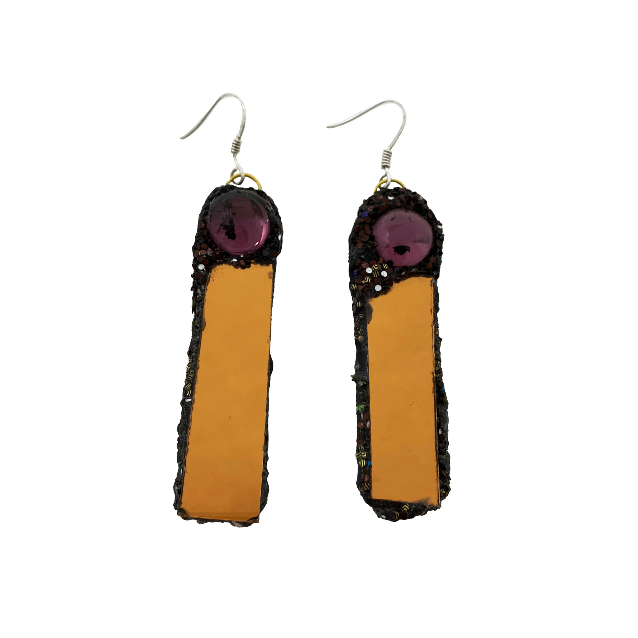 COPPER GOLD & PURPLE PENDANT EARRINGS, 2021