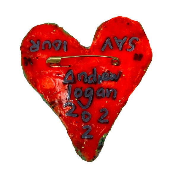 ANDREW LOGAN HEART BROOCH