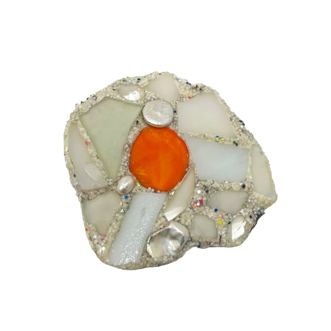 MINI FRIED EGG & PEARLS BROOCH, 2022