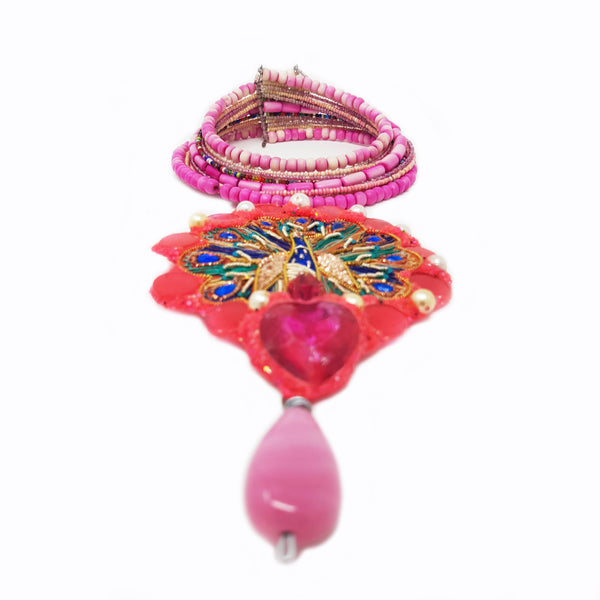 PINK PEACOCK NECKLACE