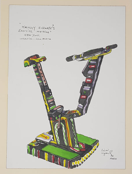 ORIGINAL WATERCOLOUR OF KENNY SCHARF'S BIKE - BY ANDREW LOGAN 1994