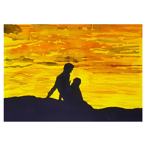 ORIGINAL WATERCOLOUR OF SILHOUETTED COUPLE, CHENNAI, INDIA - ANDREW LOGAN 2010